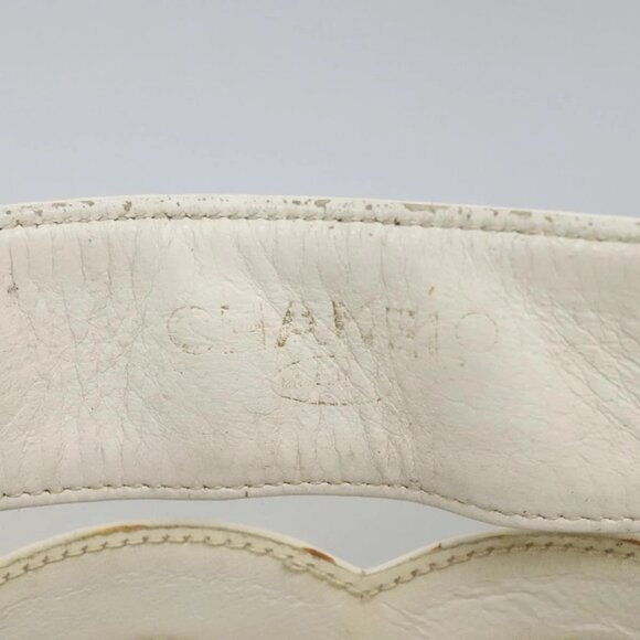 CHANEL Triple Coco Chain Tote Bag Vinyl Leather White Gold CC Auth bs23423 - Picture 13 of 16